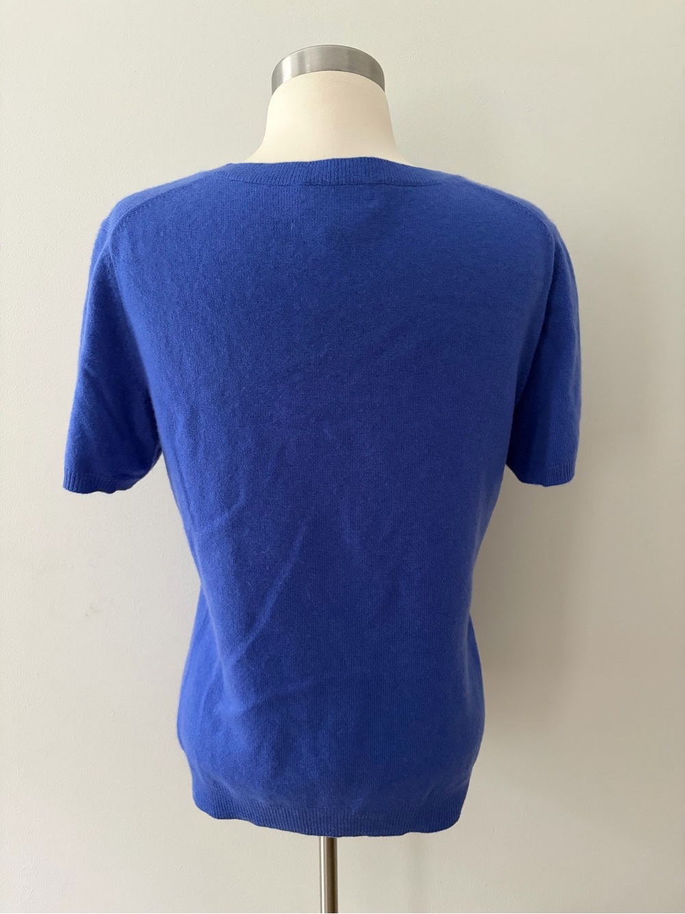 Peck & Peck Short-Sleeve Cashmere Sweater Cornflower Blue XL Old Money Aesthetic - Picture 5 of 7